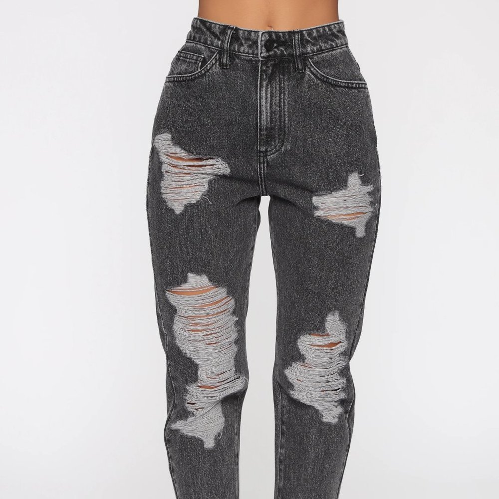 High Rise Boyfriend Jeans / Black / Fashion Nova